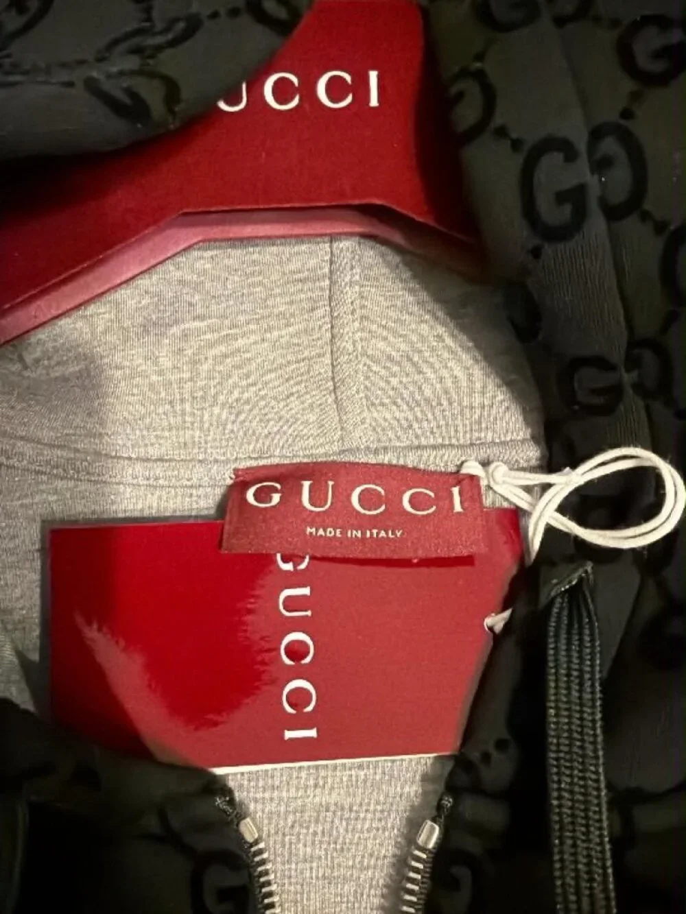 Gucci Black/Grey GG Logo Zip Hoodie